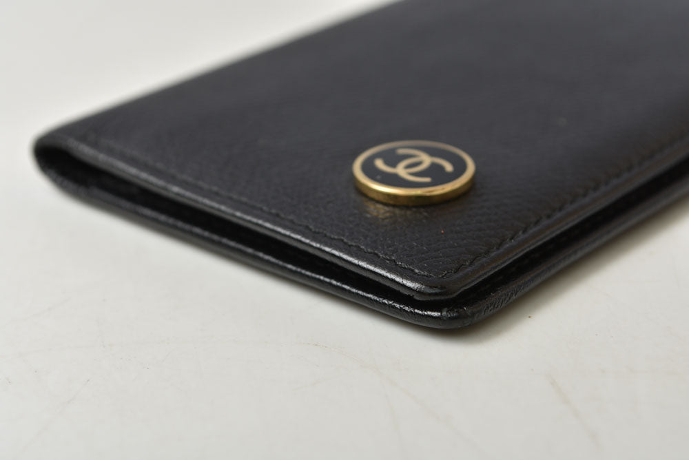 シャネル カードケース/名刺入れ ヴィンテージ CHANEL ココボタン ブラック【中古】