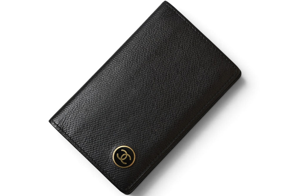 シャネル カードケース/名刺入れ ヴィンテージ CHANEL ココボタン ブラック【中古】