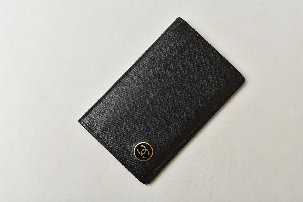 シャネル カードケース/名刺入れ ヴィンテージ CHANEL ココボタン ブラック【中古】