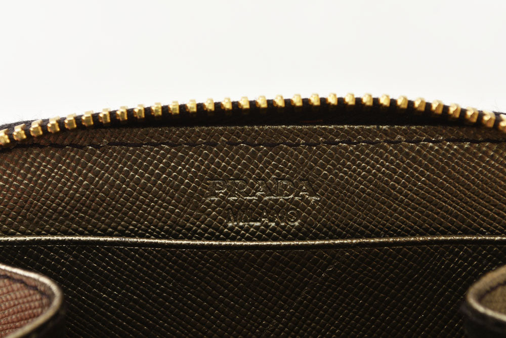 プラダ コインケース/小銭入れ PRADA サフィアーノ 1MM268 型押しレザー メタリックブロンズ【中古】