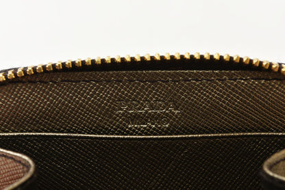 プラダ コインケース/小銭入れ PRADA サフィアーノ 1MM268 型押しレザー メタリックブロンズ【中古】