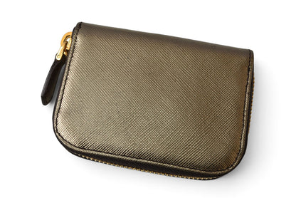 プラダ コインケース/小銭入れ PRADA サフィアーノ 1MM268 型押しレザー メタリックブロンズ【中古】