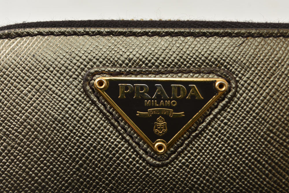 プラダ コインケース/小銭入れ PRADA サフィアーノ 1MM268 型押しレザー メタリックブロンズ【中古】