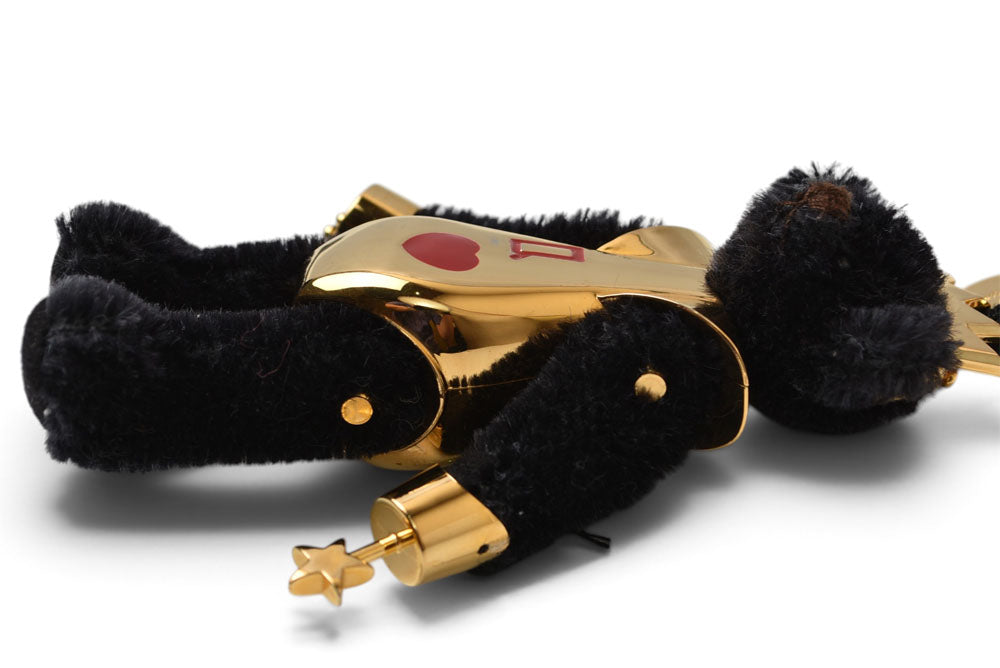 プラダ キーリング/キーホルダー PRADA ベアトリック/クマ ラッキースター/ロボット ブラック/ゴールド 1ARB04【中古】