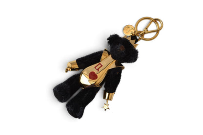 プラダ キーリング/キーホルダー PRADA ベアトリック/クマ ラッキースター/ロボット ブラック/ゴールド 1ARB04【中古】