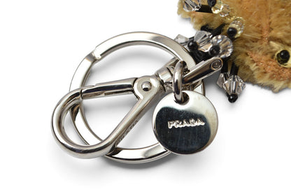 プラダ キーホルダー PRADA ベアトリック クマ キーリング/チャーム 1AR875 ビーズ スパンコール ナチュラル【中古】