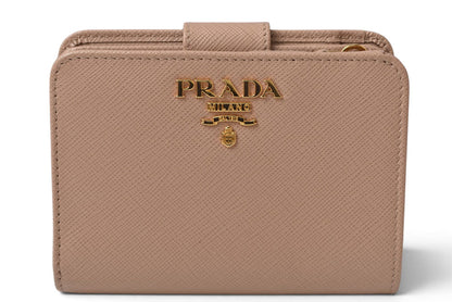 プラダ 財布 PRADA 二つ折り財布 レディース 1ML018 CIPRIA/ピンクベージュ サフィアーノレザー【中古】
