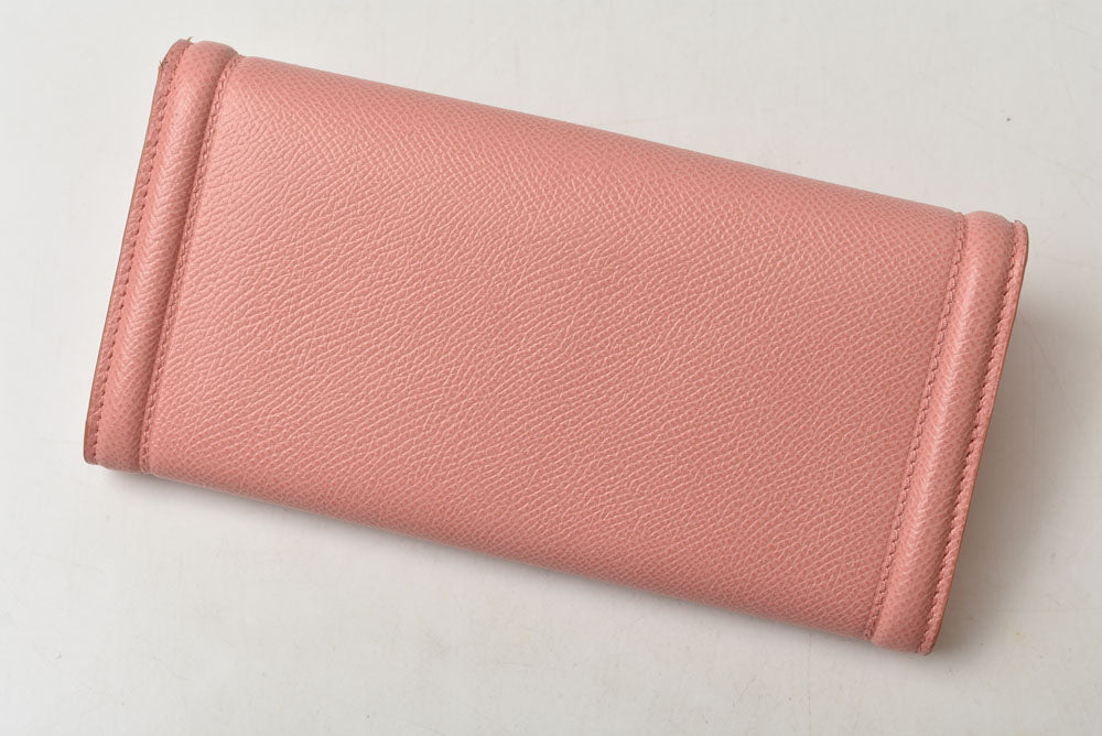 フェラガモ 長財布 FERRAGAMO レディース ヴァラリボン 22 D154 ピンク レザー 【中古】