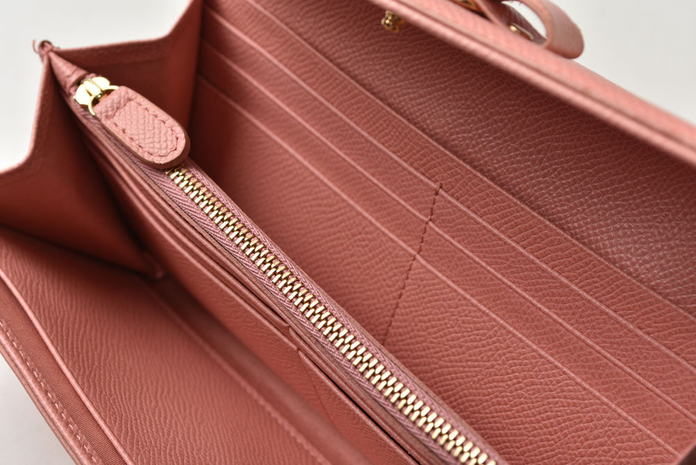 フェラガモ 長財布 FERRAGAMO レディース ヴァラリボン 22 D154 ピンク レザー 【中古】