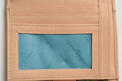 サルヴァトーレフェラガモ 財布/三つ折 Salvatore Ferragamo 折財布 ガンチーニ ベージュ/デニムプリント【中古】
