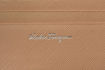 サルヴァトーレフェラガモ 財布/三つ折 Salvatore Ferragamo 折財布 ガンチーニ ベージュ/デニムプリント【中古】