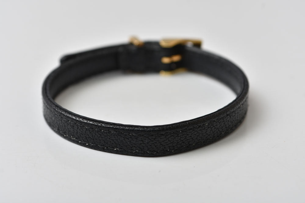グッチ ブレスレット/バングル GUCCI ダブルG レザー 648621 ブラック/ゴールド メンズ レディース【中古】