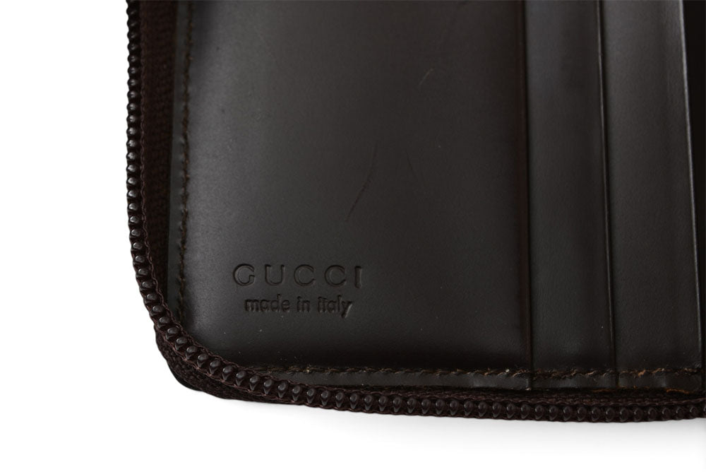 グッチ コインケース/カードケース GUCCI ヴィンテージ ミニ財布 Gプレート カーフ ブラウン 030.2117【中古】