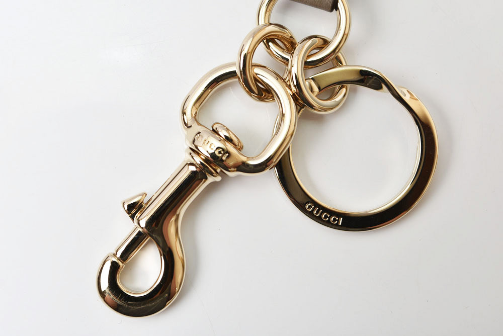 グッチ キーリング/キーホルダー/バッグチャーム GUCCI ダブルG インターロキング グレージュ/ゴールド【中古】