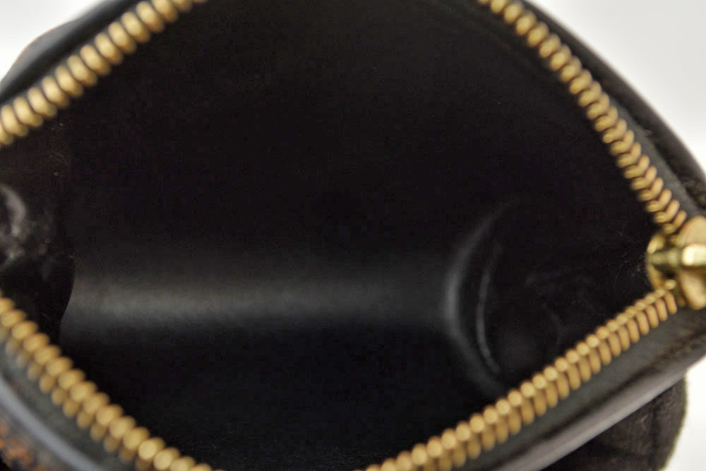 セリーヌ コインケース/小銭入れ CELINE ヴィンテージ オールドセリーヌ マカダム ミニポーチ ブラック/ブラウン【中古】