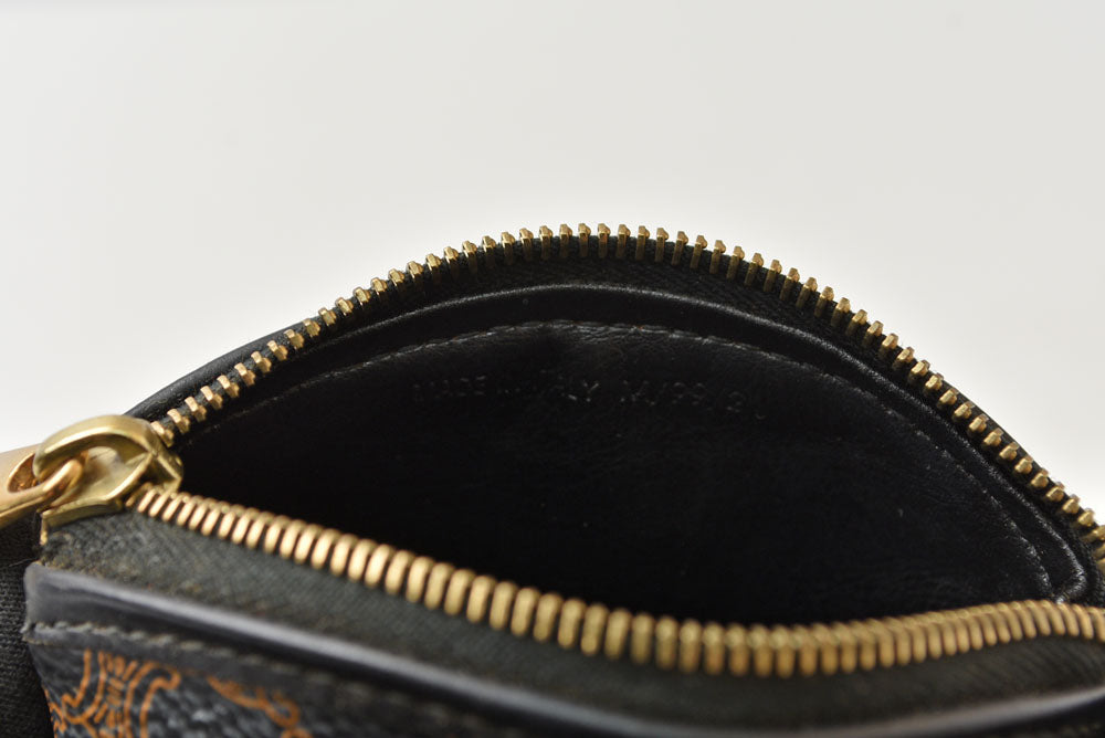 セリーヌ コインケース/小銭入れ CELINE ヴィンテージ オールドセリーヌ マカダム ミニポーチ ブラック/ブラウン【中古】