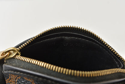 セリーヌ コインケース/小銭入れ CELINE ヴィンテージ オールドセリーヌ マカダム ミニポーチ ブラック/ブラウン【中古】