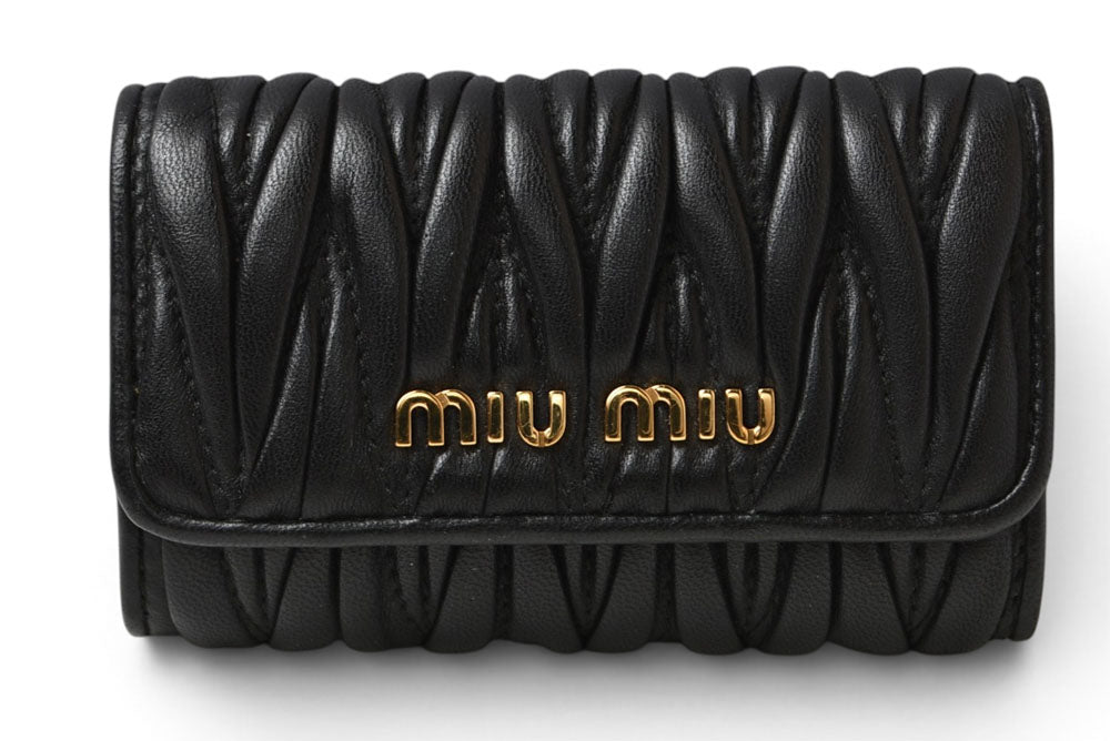 ミュウミュウ キーケース miu miu 6連キーケース MATELASSE/マテラッセ 5PG222 NERO ブラック レディース【中古】