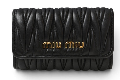ミュウミュウ キーケース miu miu 6連キーケース MATELASSE/マテラッセ 5PG222 NERO ブラック レディース【中古】