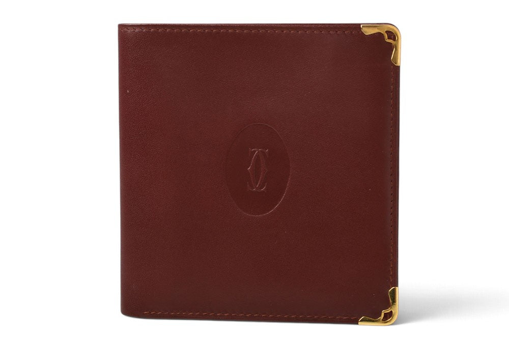カルティエ 折財布/二つ折り財布 ヴィンテージ Cartier 札入れ メンズ マスト ドゥ カルティエ ボルドー【中古】
