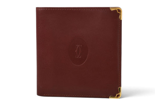 カルティエ 折財布/二つ折り財布 ヴィンテージ Cartier 札入れ メンズ マスト ドゥ カルティエ ボルドー【中古】