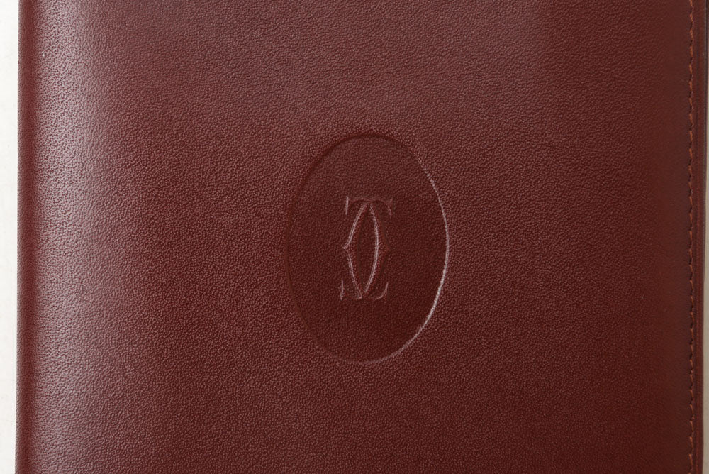 カルティエ 折財布/二つ折り財布 ヴィンテージ Cartier 札入れ メンズ マスト ドゥ カルティエ ボルドー【中古】