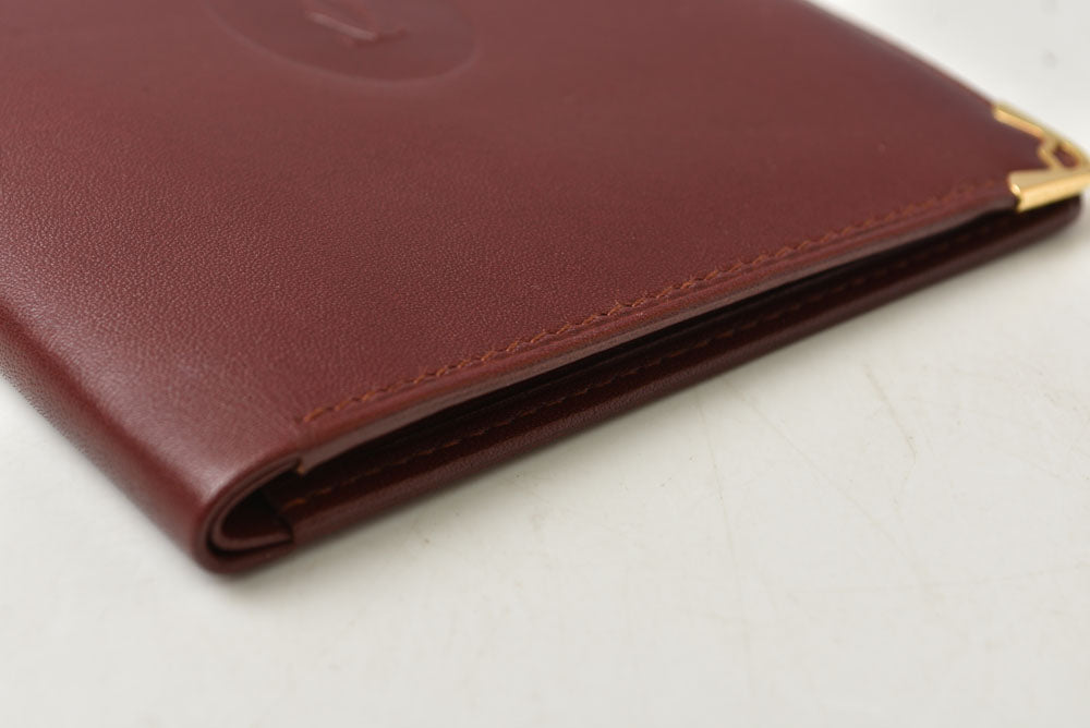 カルティエ 折財布/二つ折り財布 ヴィンテージ Cartier 札入れ メンズ マスト ドゥ カルティエ ボルドー【中古】