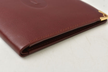 カルティエ 折財布/二つ折り財布 ヴィンテージ Cartier 札入れ メンズ マスト ドゥ カルティエ ボルドー【中古】