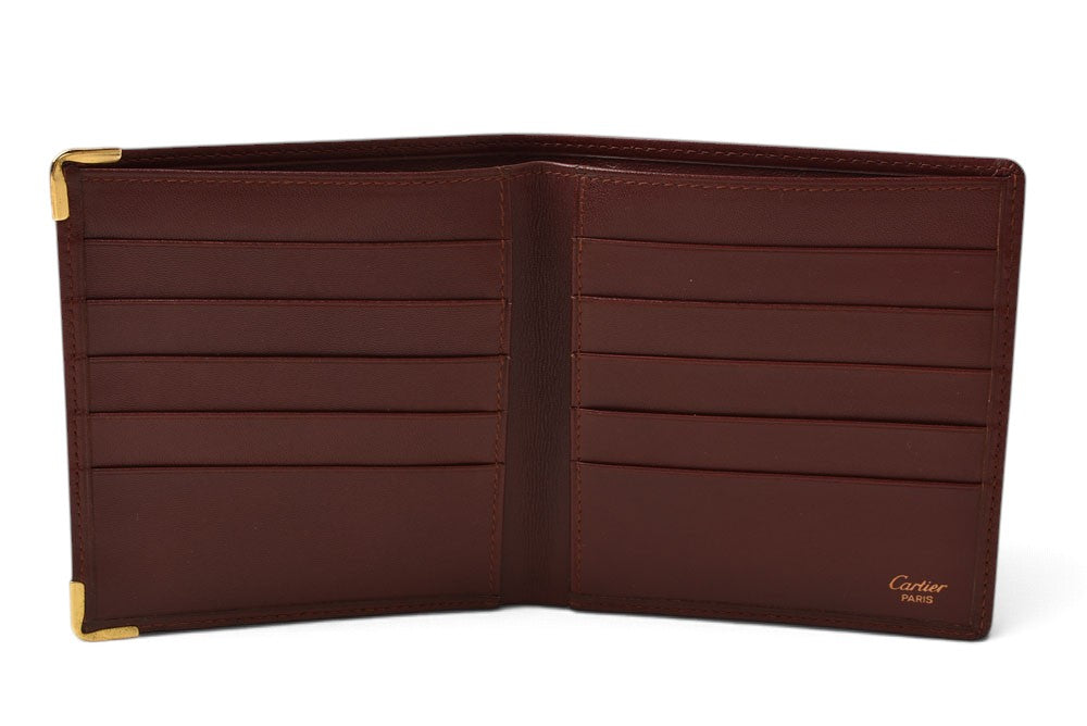 カルティエ 折財布/二つ折り財布 ヴィンテージ Cartier 札入れ メンズ マスト ドゥ カルティエ ボルドー【中古】