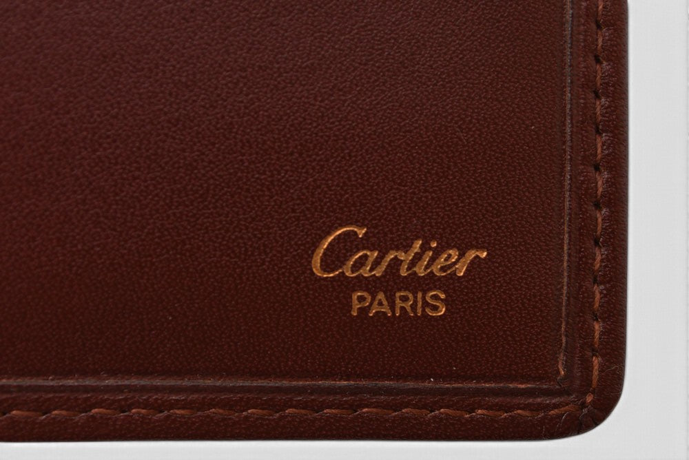 カルティエ 折財布/二つ折り財布 ヴィンテージ Cartier 札入れ メンズ マスト ドゥ カルティエ ボルドー【中古】