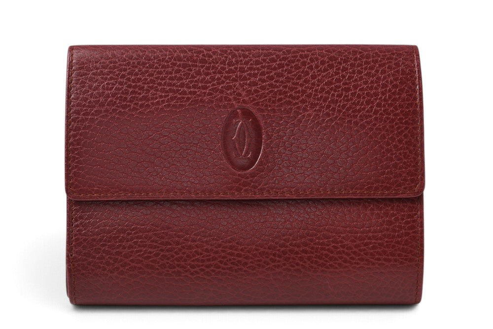 カルティエ 折財布/三つ折り ヴィンテージ Cartier がま口財布 マスト ドゥ カルティエ ボルドー 【中古】