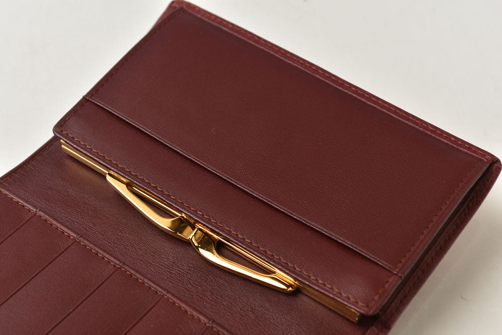 カルティエ 折財布/三つ折り ヴィンテージ Cartier がま口財布 マスト ドゥ カルティエ ボルドー 【中古】