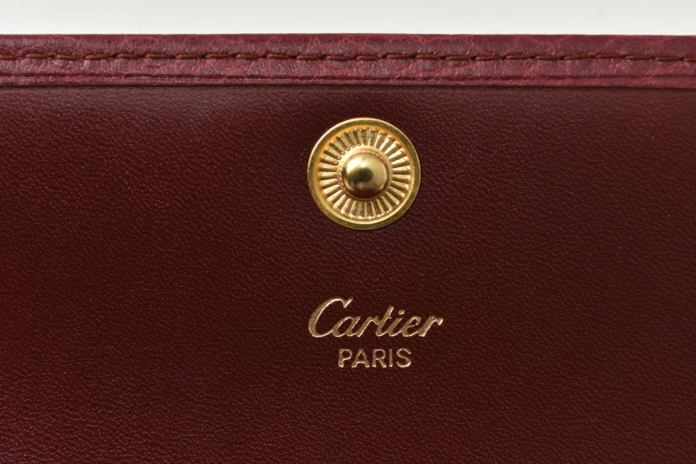 カルティエ 折財布/三つ折り ヴィンテージ Cartier がま口財布 マスト ドゥ カルティエ ボルドー 【中古】