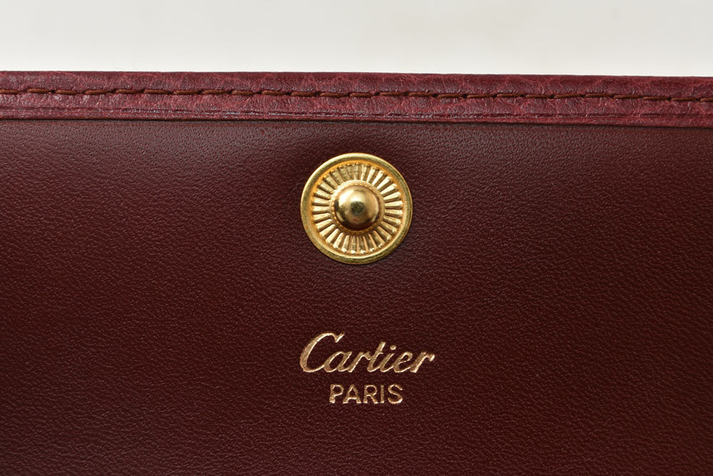 カルティエ 折財布/三つ折り ヴィンテージ Cartier がま口財布 マスト ドゥ カルティエ ボルドー 【中古】