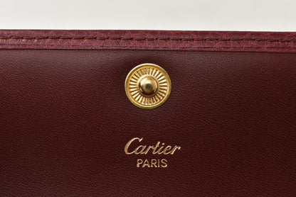 カルティエ 折財布/三つ折り ヴィンテージ Cartier がま口財布 マスト ドゥ カルティエ ボルドー 【中古】