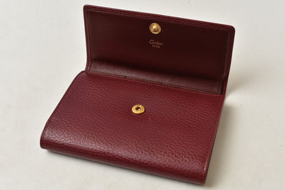 カルティエ 折財布/三つ折り ヴィンテージ Cartier がま口財布 マスト ドゥ カルティエ ボルドー 【中古】
