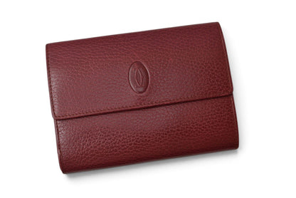 カルティエ 折財布/三つ折り ヴィンテージ Cartier がま口財布 マスト ドゥ カルティエ ボルドー 【中古】