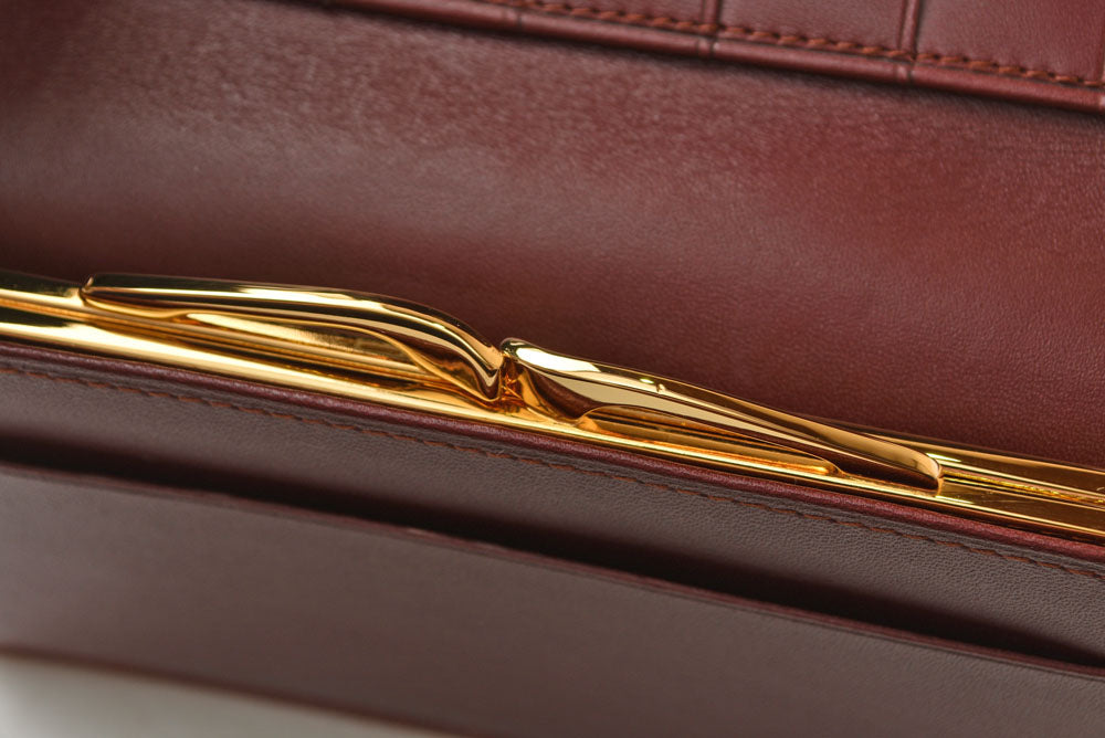 カルティエ 折財布/三つ折り ヴィンテージ Cartier がま口財布 マスト ドゥ カルティエ ボルドー 【中古】