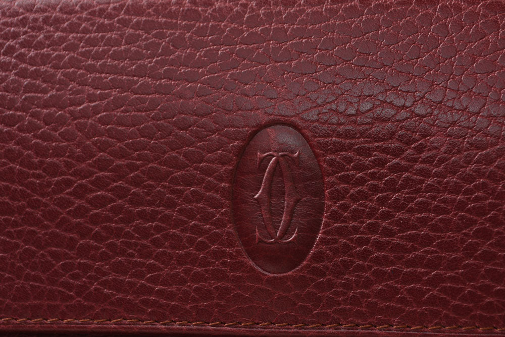 カルティエ 折財布/三つ折り ヴィンテージ Cartier がま口財布 マスト ドゥ カルティエ ボルドー 【中古】