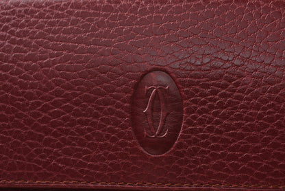 カルティエ 折財布/三つ折り ヴィンテージ Cartier がま口財布 マスト ドゥ カルティエ ボルドー 【中古】