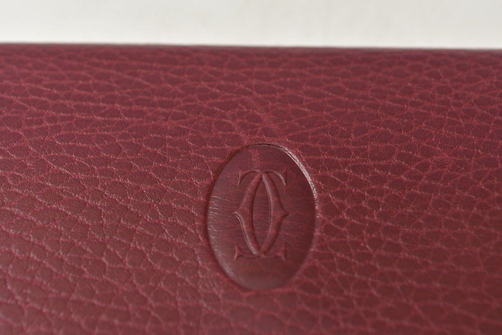 カルティエ 折財布/三つ折り ヴィンテージ Cartier がま口財布 マスト ドゥ カルティエ ボルドー 【中古】