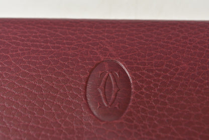 カルティエ 折財布/三つ折り ヴィンテージ Cartier がま口財布 マスト ドゥ カルティエ ボルドー 【中古】