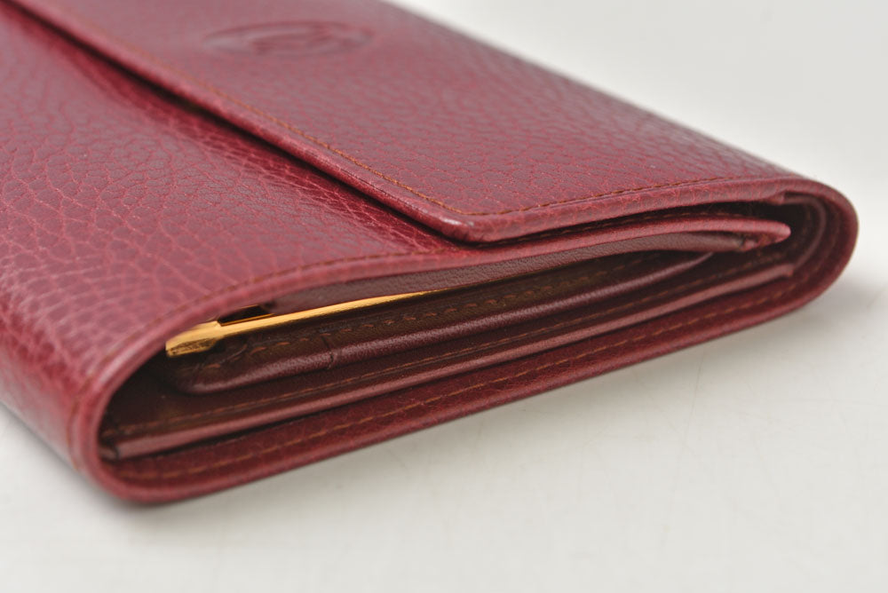カルティエ 折財布/三つ折り ヴィンテージ Cartier がま口財布 マスト ドゥ カルティエ ボルドー 【中古】