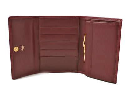 カルティエ 折財布/三つ折り ヴィンテージ Cartier がま口財布 マスト ドゥ カルティエ ボルドー 【中古】