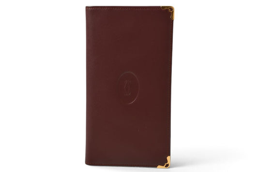 カルティエ 財布/札入れ メンズ Cartier 長財布 型押しレザー マスト ドゥ カルティエ ボルドー【中古】