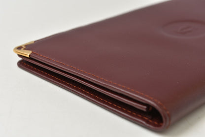 カルティエ 財布/札入れ メンズ Cartier 長財布 型押しレザー マスト ドゥ カルティエ ボルドー【中古】