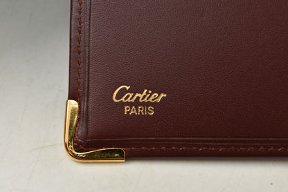カルティエ 財布/札入れ メンズ Cartier 長財布 型押しレザー マスト ドゥ カルティエ ボルドー【中古】