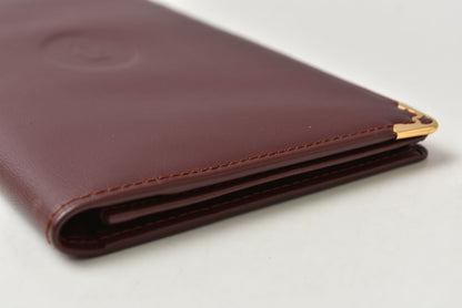 カルティエ 財布/札入れ メンズ Cartier 長財布 型押しレザー マスト ドゥ カルティエ ボルドー【中古】