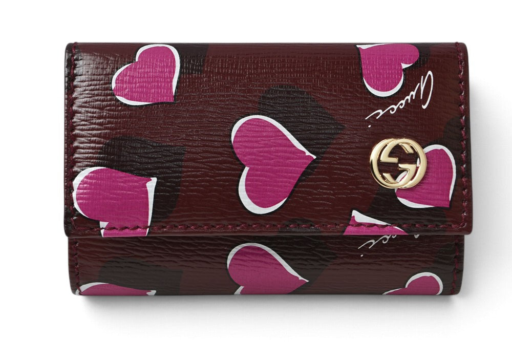 グッチ キーケース GUCCI ダブルG ハートビート 309706 6連キーケース レザー ボルドー レディース【中古】