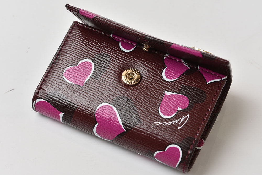 グッチ キーケース GUCCI ダブルG ハートビート 309706 6連キーケース レザー ボルドー レディース【中古】